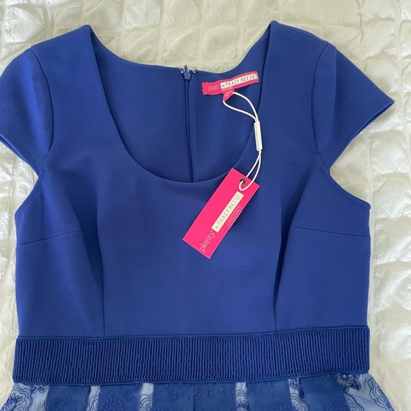 Plenty By Tracy Reese Blue Fit and Flare Flutter Sleeve Dress - Picture 3 of 8